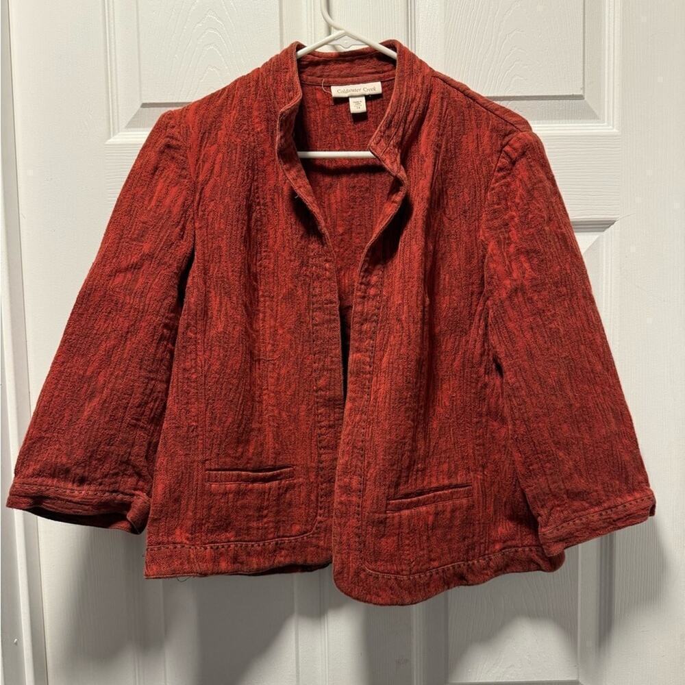 Coldwater Creek Womens Jacquard Jacket Size 14 Red
